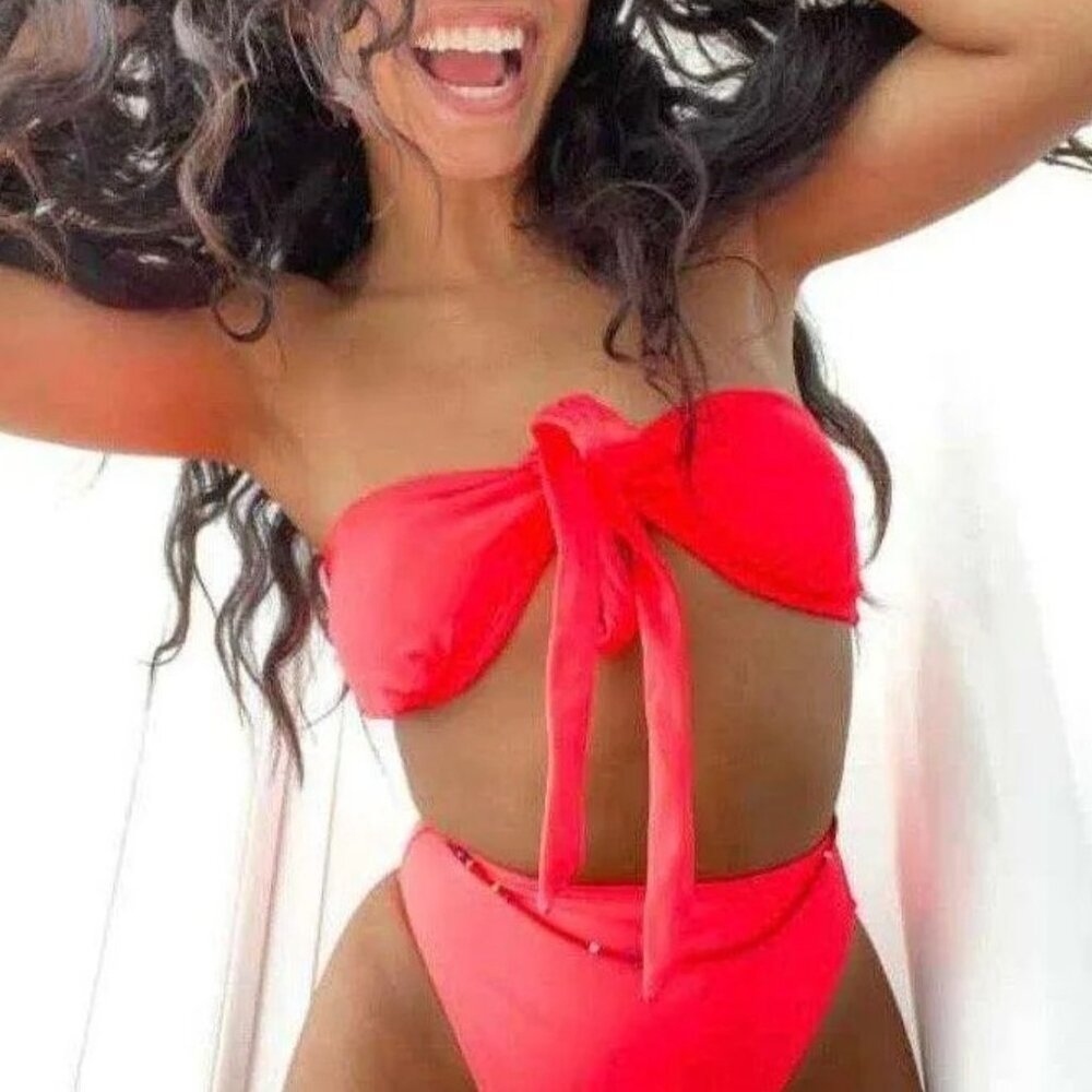 Wild Fable | NWT | Coral Cross Front Halter Swimsuit